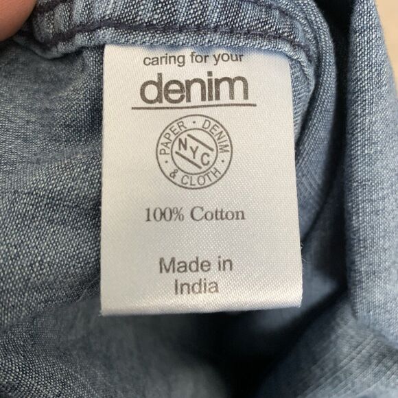 PD&C Paper Denim Cloth Shirt Mens Small Denim Long Sleeve Button Up Blue Jean - Picture 4 of 6